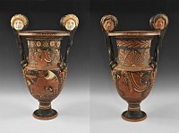 Greek Red-Figure Volute Krater with Medusa Heads and Ladies of Fashion