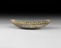 Western Asiatic Sassanian Gilt Silver Boat-Shaped Bowl with Birds