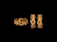 Medieval Gold Inscribed Quadruple 'Ring-Brooch' Love Ring
