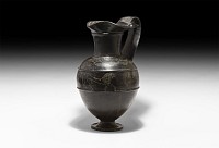 Etruscan Black-Glazed Bucchero with Warrior Frieze
