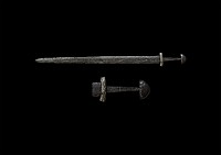 Viking Sword with Inlaid Silver Decorated Hilt