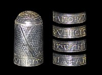 Medieval - Tudor/Elizabethan - Silver Inscribed Thimble - AMORE VINCIT OMNIA