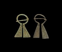 Viking Inspired Bronze Omega Brooch Pair