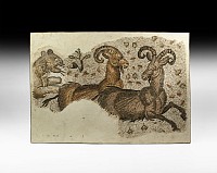 Roman Mosaic with Mountain Lion Attacking Chamois