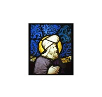 Medieval Stained Glass Panel of a Saint