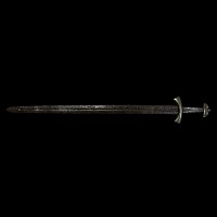 Viking Sword with Curved Guard and Five-Lobed Pommel