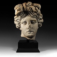 Monumental Roman Marble Head of Apollo Giustiniani