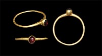 Medieval Gold Cabochon Garnet Ring