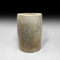 Large Mughal Carved Limestone Mortar