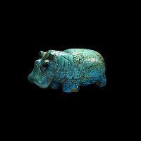 Egyptian Turquoise-Glazed Hippopotamus