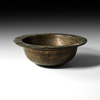 Western Asiatic Bronze Lamp Bowl with Flared Rim