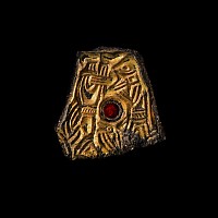 Anglo-Saxon Gilt Bronze Mount with Wolf-Men