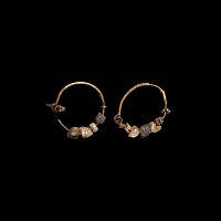 Greek Gold Hoop Earrings with Pearls