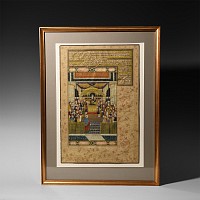 Framed Watercolour Court Scene Painting