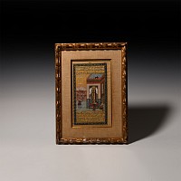 Framed Watercolour Painting with Male Figures Engaged in Conversation