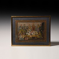 Framed Indian Watercolour Painting with Harem Scene