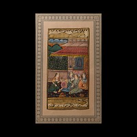 Framed Watercolour Painting with Harem Scene