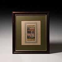 Framed Watercolour Painting with Harem Scene