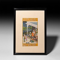 Framed Indian Watercolour Manuscript Leaf