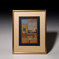 Framed Indian Watercolour Manuscript Leaf