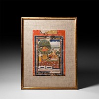 Framed Indian Watercolour Manuscript Leaf
