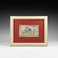 Framed Watercolour Manuscript Leaf