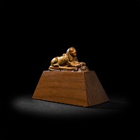 Egyptian Gilt Stucco Sphinx