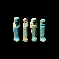 Egyptian Blue Faience Shabti Group