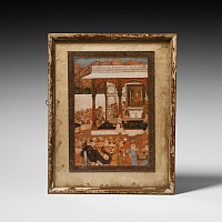 Indian Framed Print with Royal Offering Scene