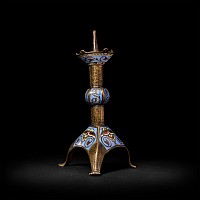 Enamelled Bronze Candlestick