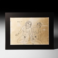 Indian Erotic Sketch Attributed to F.N. Souza