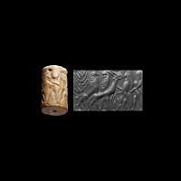 Large Mesopotamian Limestone Cylinder Seal with Animals