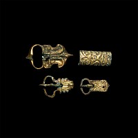 Khazar Gilt Sword Belt Buckle and Mount Group