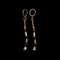 Western Asiatic Gold Bead Drop Earrings