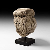 Medieval Carved Stone Capital with Angels