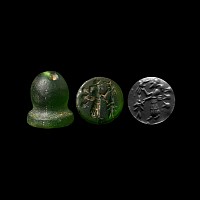 Western Asiatic Glass Stamp Seal with Master of Animals