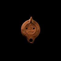 Roman Redware Lamp with Radiate Head of Serapis