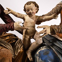 Large Medieval Virgin and Child with Saint Anne from the Workshop of Niklaus Weckmann
