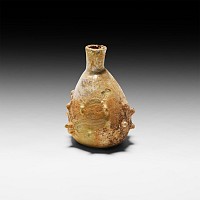 Roman Period Iridescent Glass Bottle with Pimples