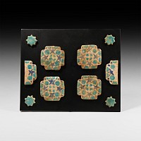 Western Asiatic Glazed Ceramic Floor Tile Group with Stars