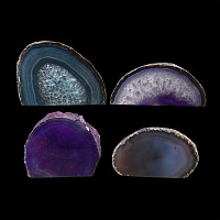 Natural History - Cut and Polished Agate Crystal Geode Section Group
