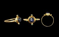 Medieval Gold Ring with Sapphire and Emeralds