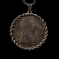 Post Medieval Silver Thaler Pendant Necklace
