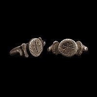 Late Roman Silver Ring with Cross