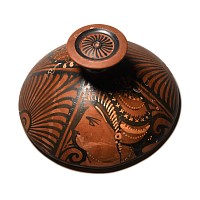 Greek Large Lekanis Lid with Lady of Fashion