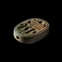 Egyptian Faience Scaraboid of Seti I and Thutmose III