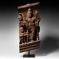 Indian Temple Fragment with Shiva as Gajasurasamhara