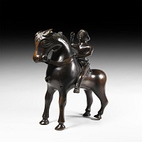 Bronze Aquamanile with Horse and Rider
