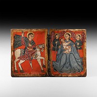 Ethiopian Icon with St George and Virgin