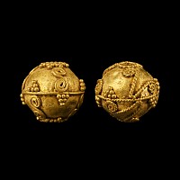 Greek Gold Bead Pair